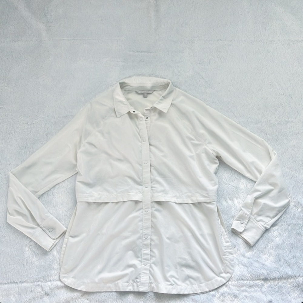Athleta Snap Button Down Winter White Northstar T… - image 2